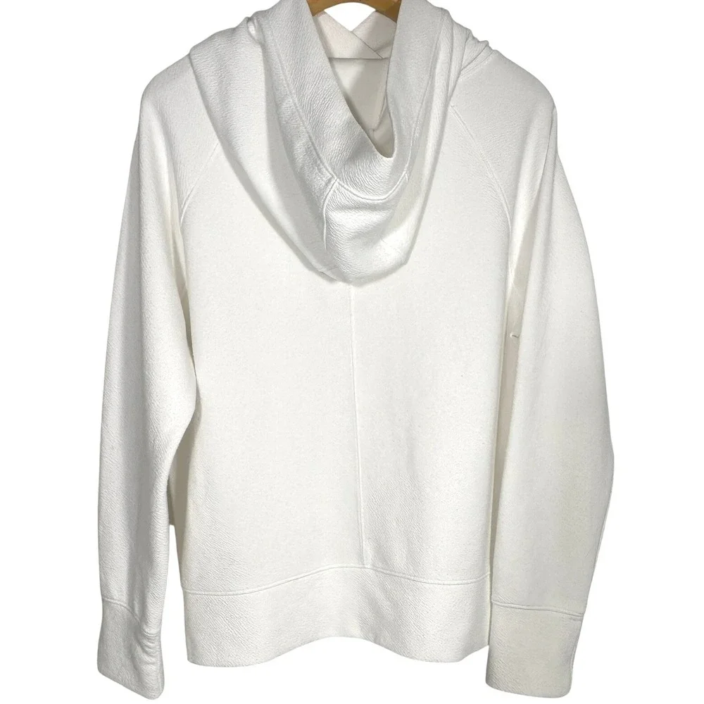Akini White Textured Pullover Hoodie Long Sleeve‎ Casual Athleisure Women Small